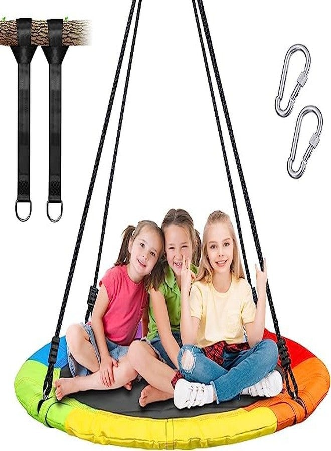FEELING MALL Tree Swing, Large Rope Swing with Children Swing Platform Bonus Carabiner for Hanging Rope Outdoor Flying Saucer (Rainbow, 40" Inch) - Image 1